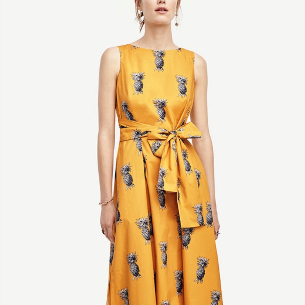Ann Taylor Yellow Sleeveless Midi Sundress